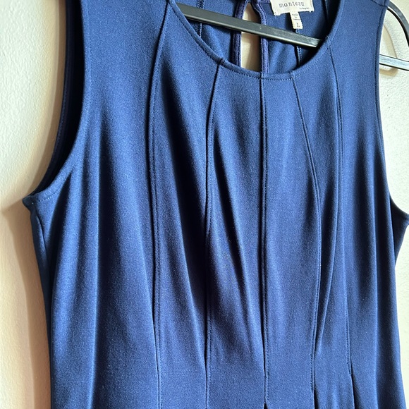 MONTEAU | Pleated Navy Blue Dress - Picture 3 of 4